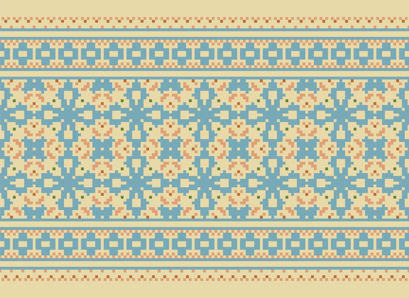 Cross Stitch Border. Embroidery Cross Stitch. Ethnic Patterns. Geometric Ethnic Indian pattern. Native Ethnic pattern.Texture Textile Fabric Clothing Knitwear print. Pixel Horizontal Seamless Vector. vector