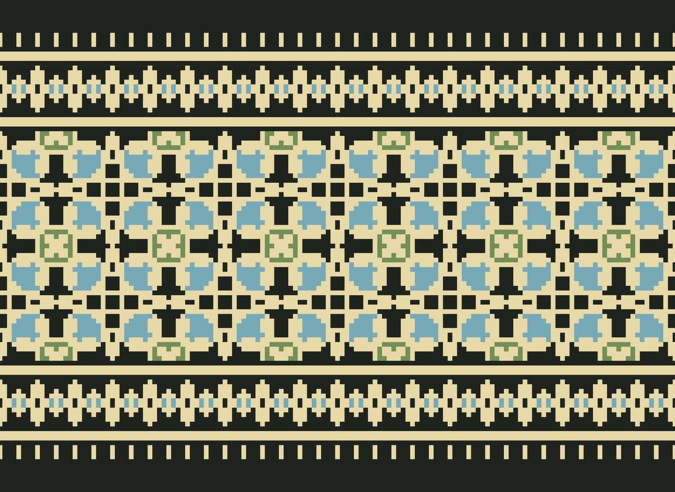 Cross Stitch Embroidery. Ethnic Patterns. Native Style. Traditional Design for texture, textile, fabric, clothing, Knitwear, print. Geometric Pixel Horizontal Seamless Vector. vector