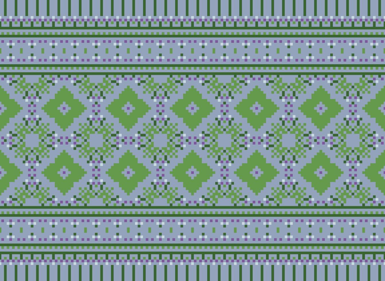 cruzar puntada borde. bordado cruzar puntada. étnico patrones. geométrico étnico indio modelo. nativo étnico patrón.textura textil tela ropa prendas de punto impresión. píxel horizontal sin costura vector. vector