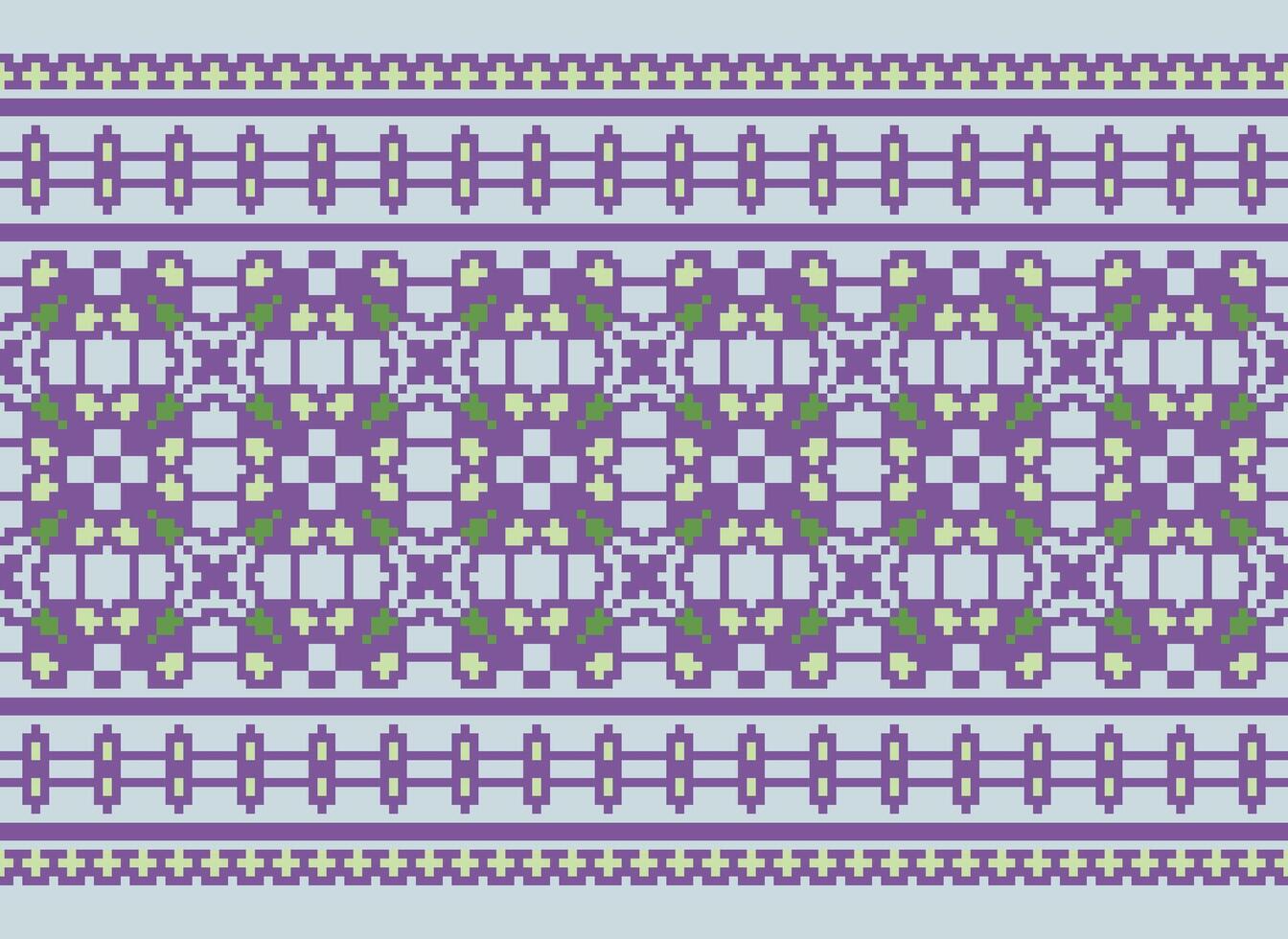 Cross Stitch Border. Embroidery Cross Stitch. Ethnic Patterns. Geometric Ethnic Indian pattern. Native Ethnic pattern.Texture Textile Fabric Clothing Knitwear print. Pixel Horizontal Seamless Vector. vector