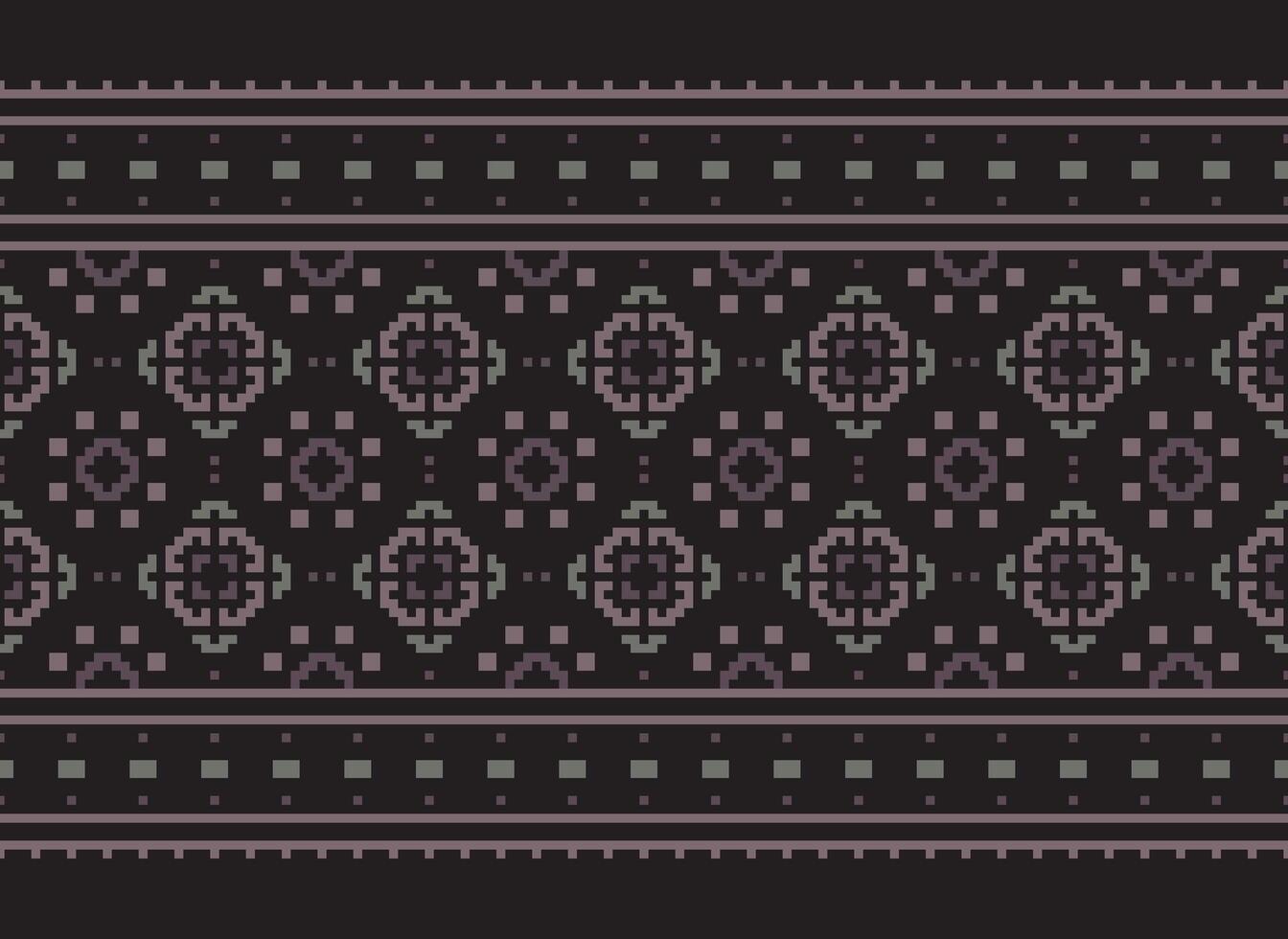 Cross Stitch Border. Embroidery Cross Stitch. Ethnic Patterns. Geometric Ethnic Indian pattern. Native Ethnic pattern.Texture Textile Fabric Clothing Knitwear print. Pixel Horizontal Seamless Vector. vector