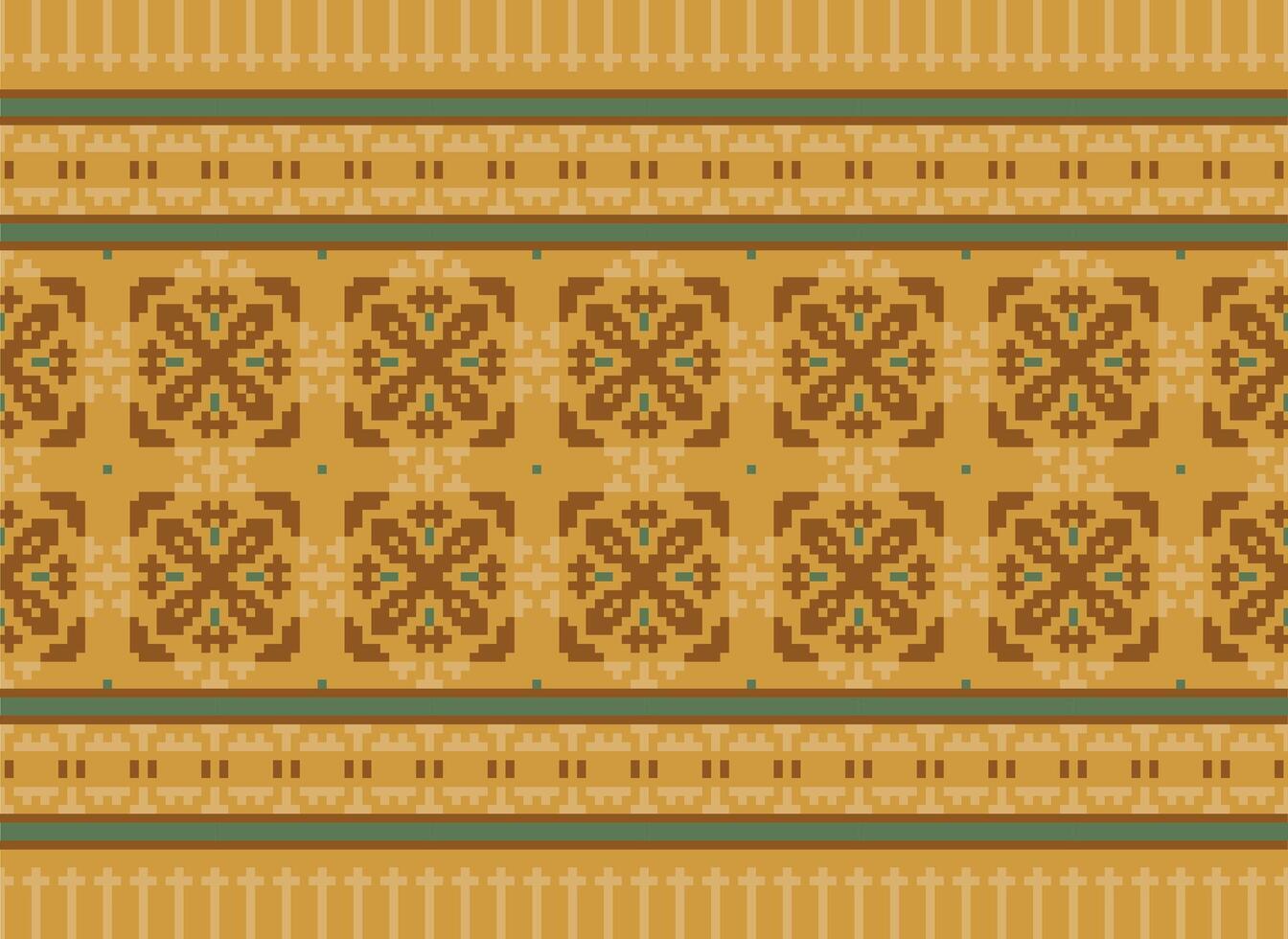 cruzar puntada bordado. étnico patrones. nativo estilo. tradicional diseño para textura, textil, tela, ropa, prendas de punto, impresión. geométrico píxel horizontal sin costura vector. vector