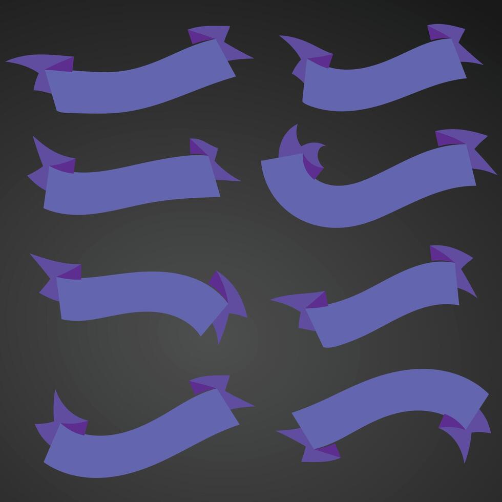 Ribbons set vector with black background