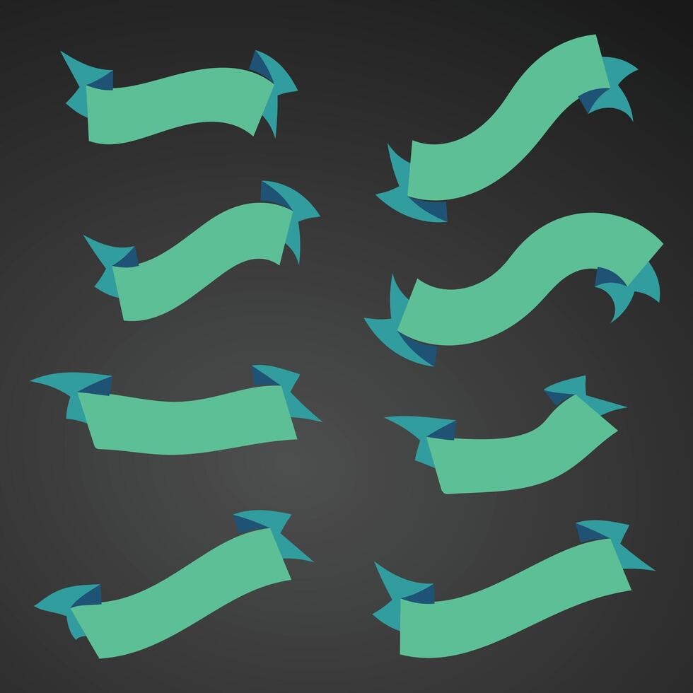 Ribbons set vector with black background