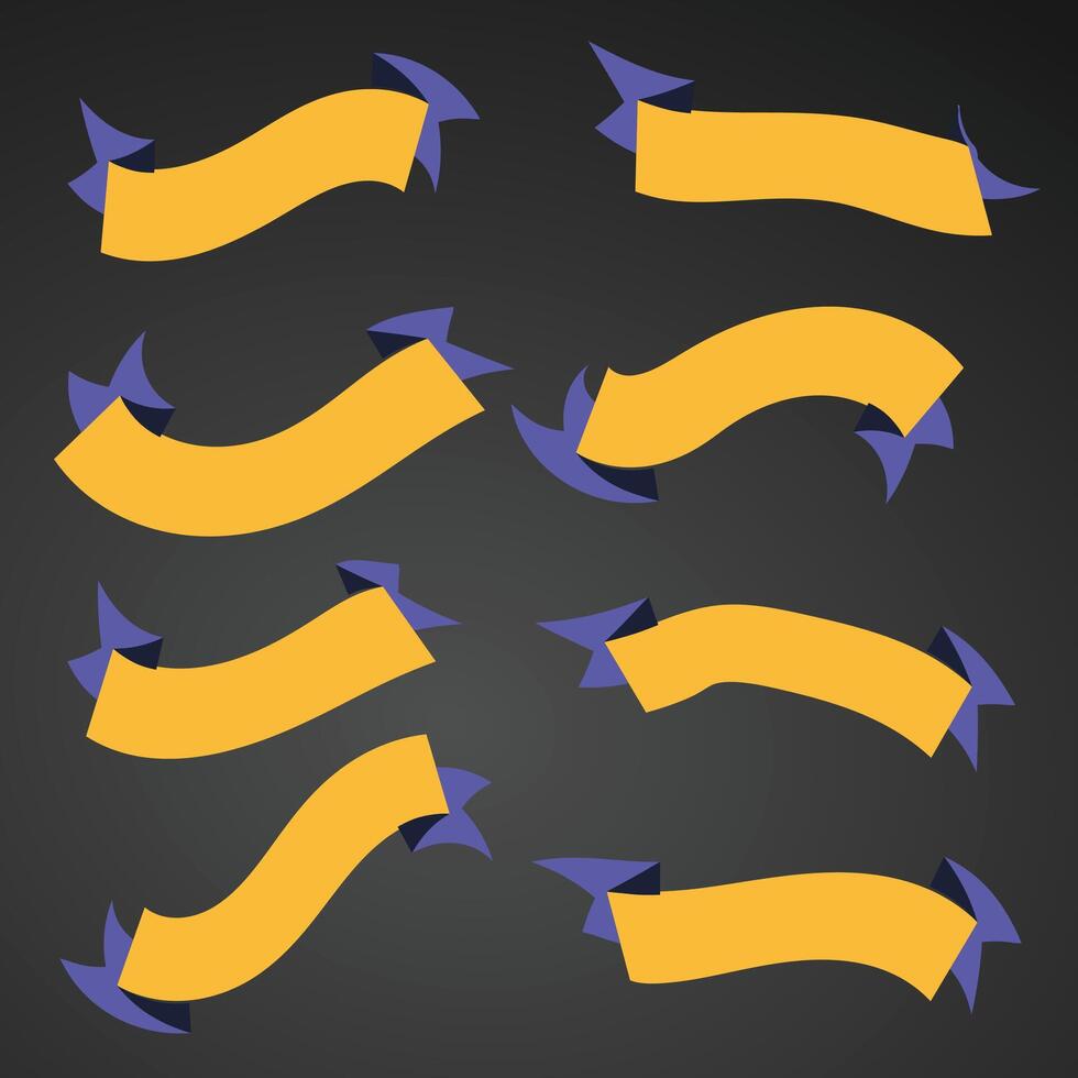 Ribbons set vector with black background