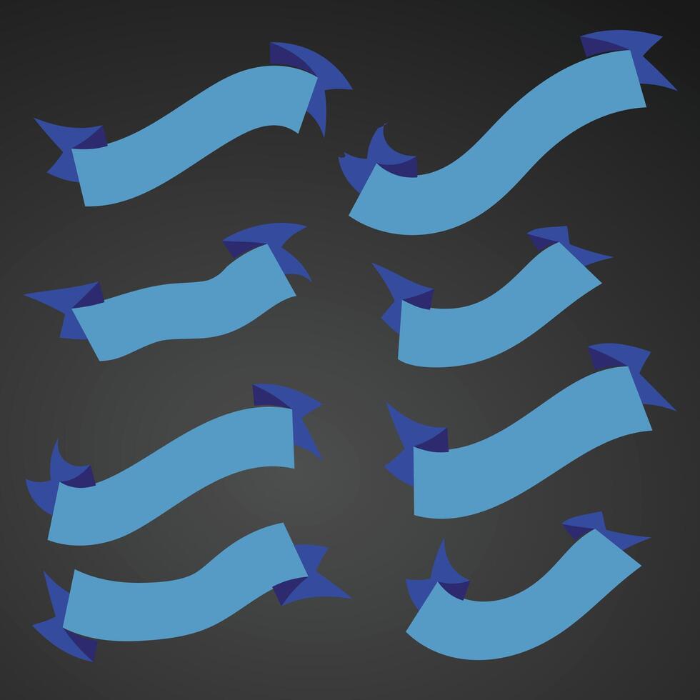 Ribbons set vector with black background