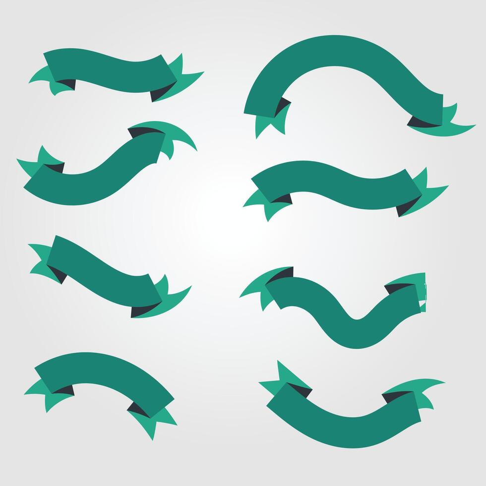 Ribbons set vector beautiful color with white background