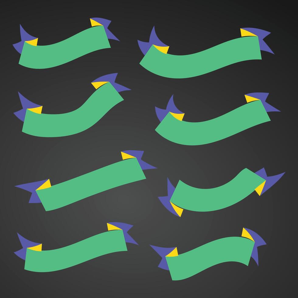 Ribbons set vector with black background