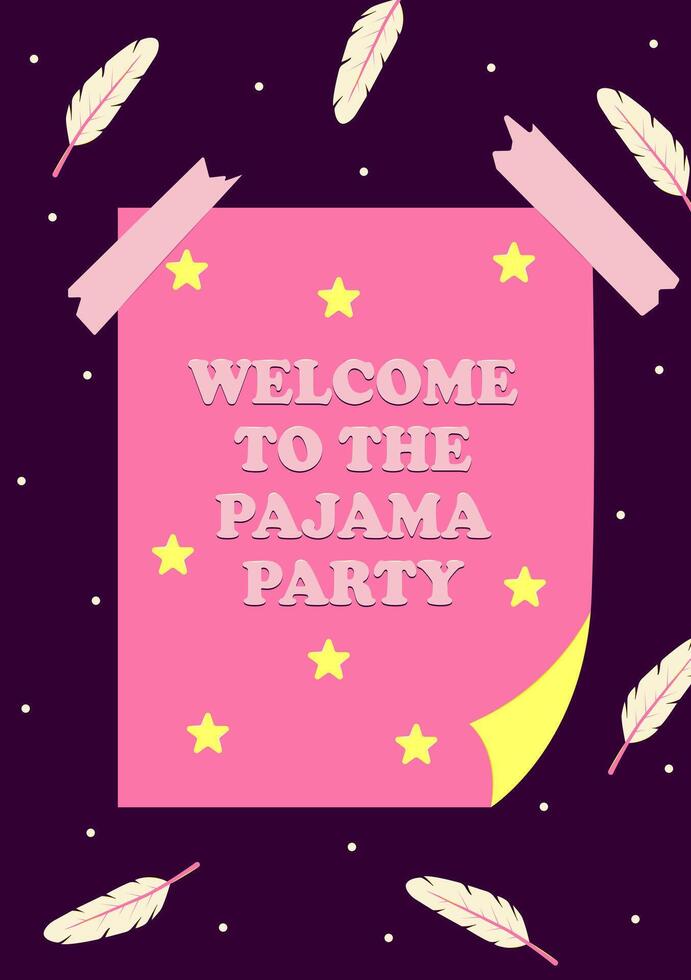 invitación a un durmiente fiesta. Bienvenido a pijama fiesta póster. un temática despedida de soltera fiesta, fiesta de pijamas o cumpleaños fiesta. vector ilustración