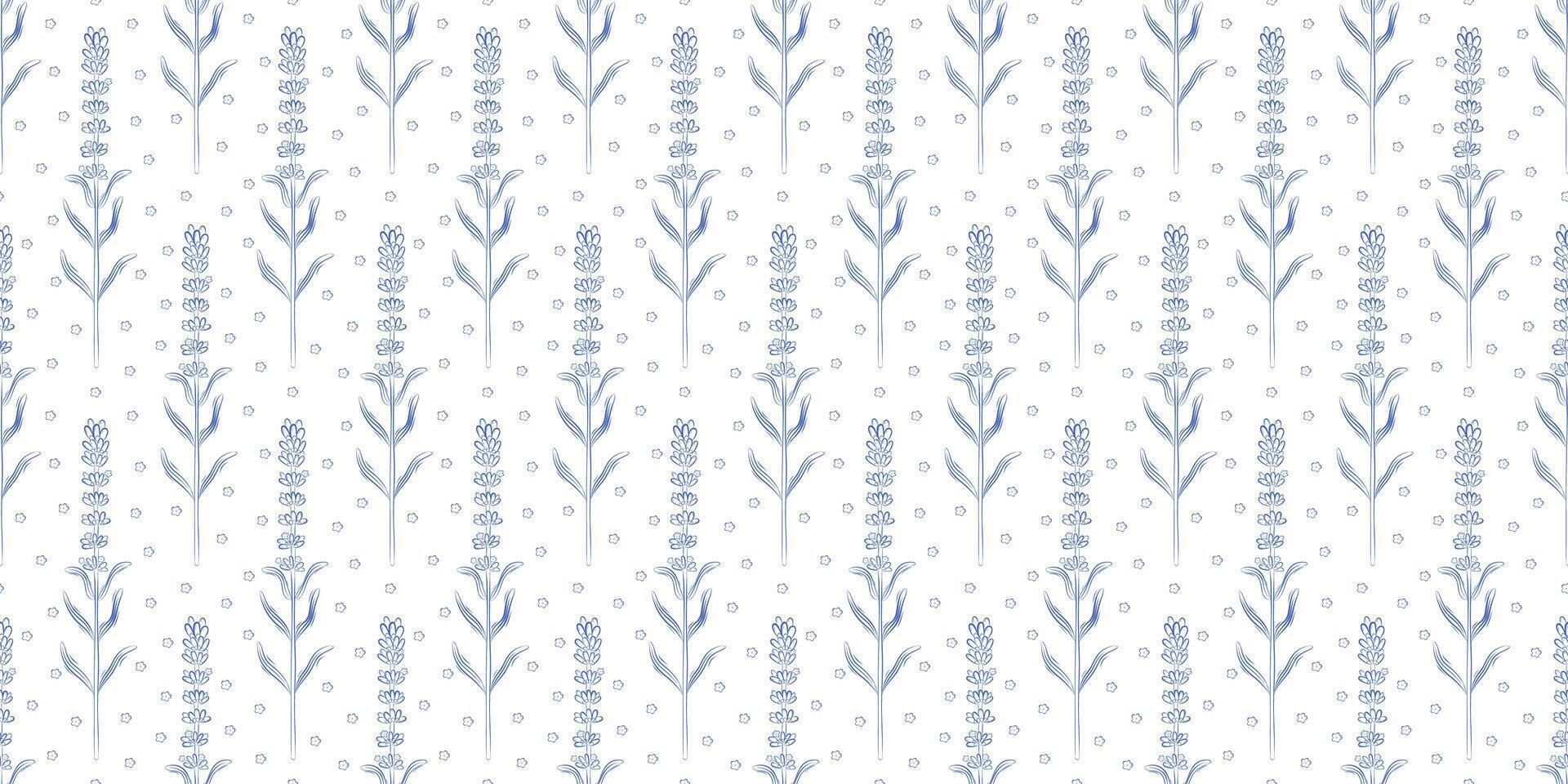 Seamless pattern with lavender. Summer background. Packaging design, textiles in retro rustic style. Vector illustration