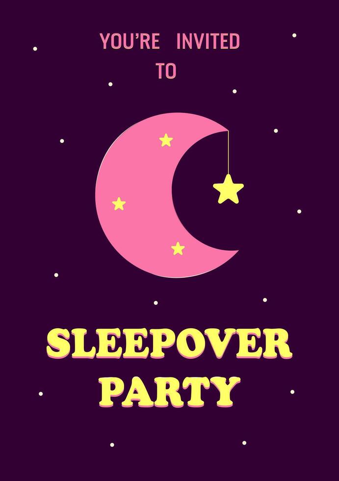 Invitation to a sleepover party. Moon in the sky. A themed bachelorette party, sleepover or birthday party. Vector illustration