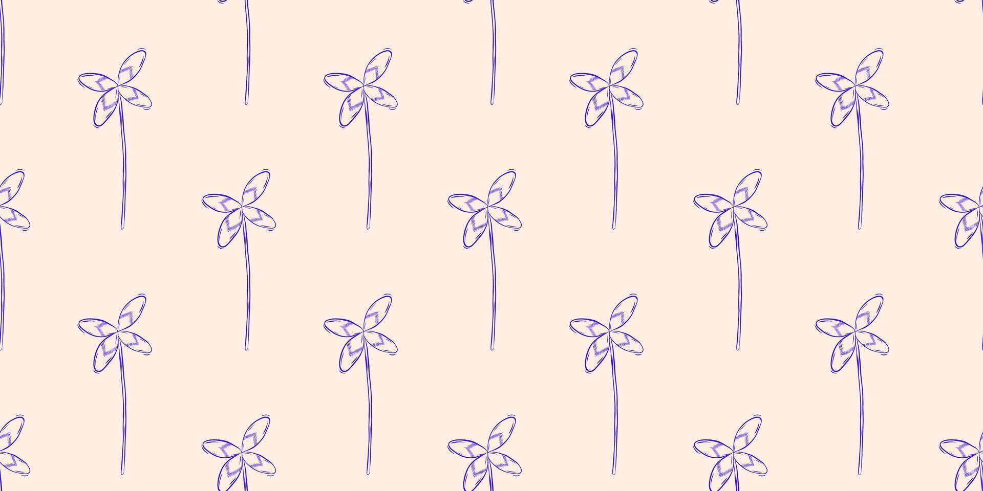 Seamless pattern with clover leaf. Spring or summer background. Packaging design, textiles in retro rustic style. Vector illustration