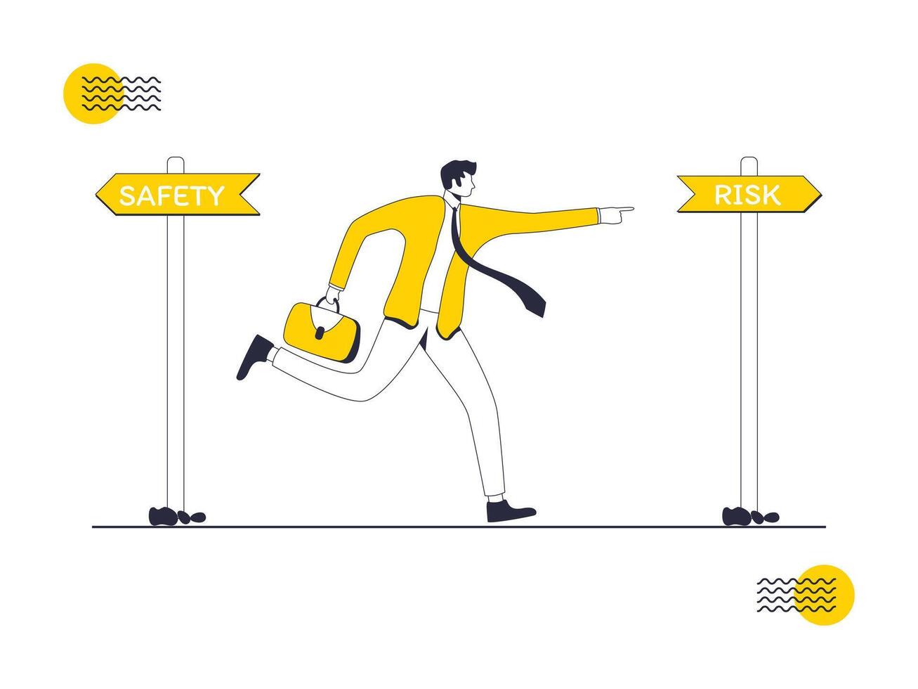 businessman run to take action by heading towards risk vector