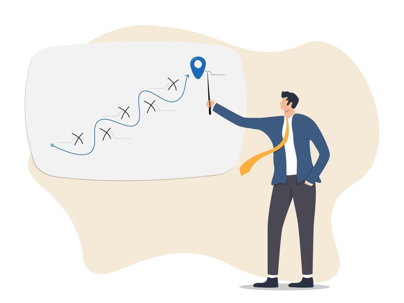 businessman making a presentation to hit a point vector