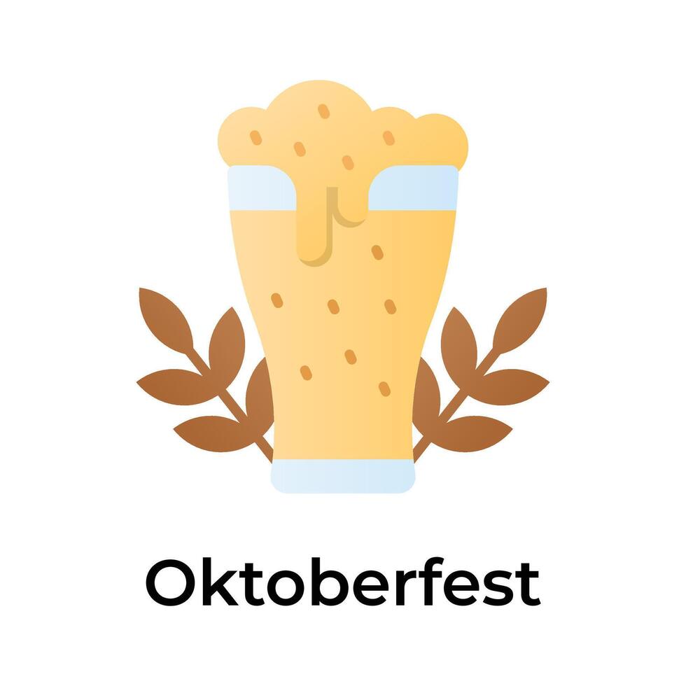 icono de Oktoberfest en de moda diseño estilo, cerveza vaso vector