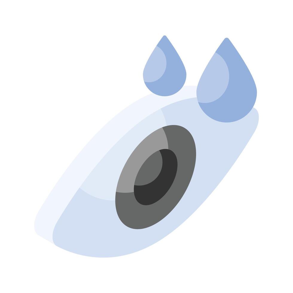 Human eye with drops showing concept isometric icon of eye drops, healthcare vector