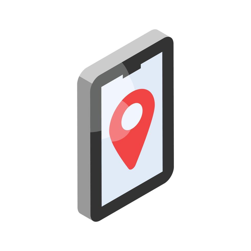 Placeholder inside mobile screen denoting concept isometric icon of mobile location, mobile navigation vector