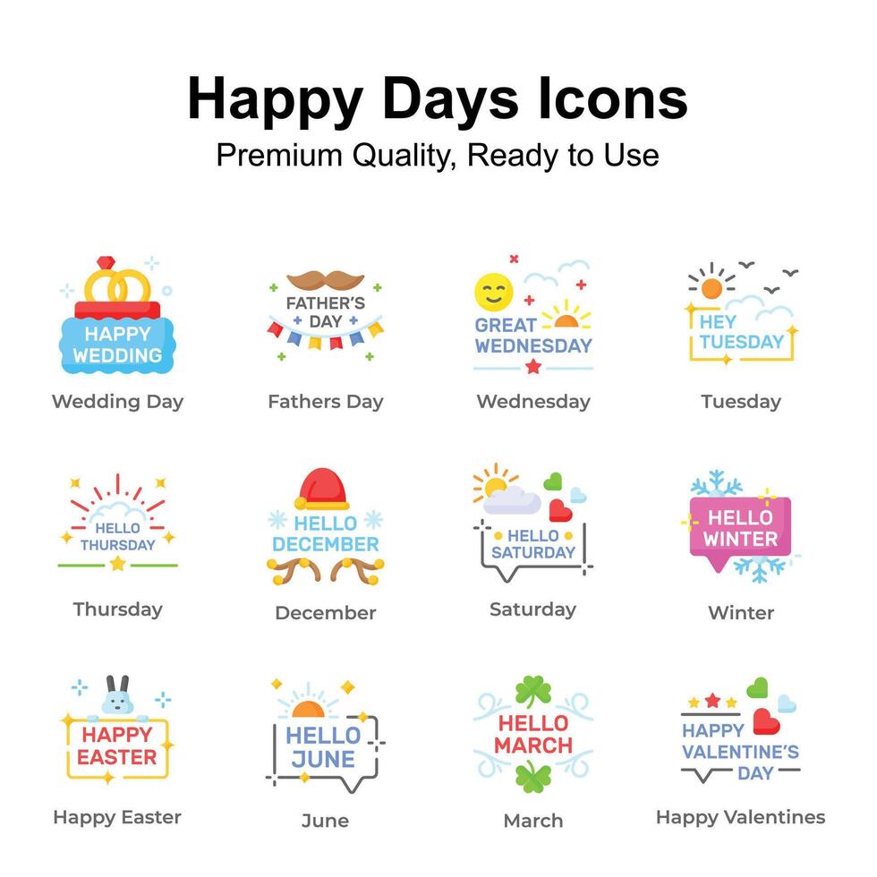 Premium quality happy days icons set, up for premium use vector