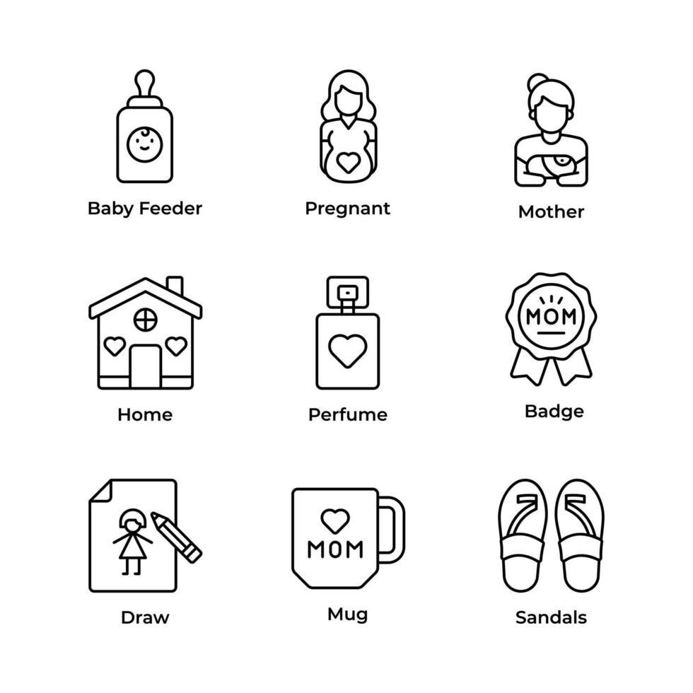 Visually appealing mothers day icons set, ready for premium use vector