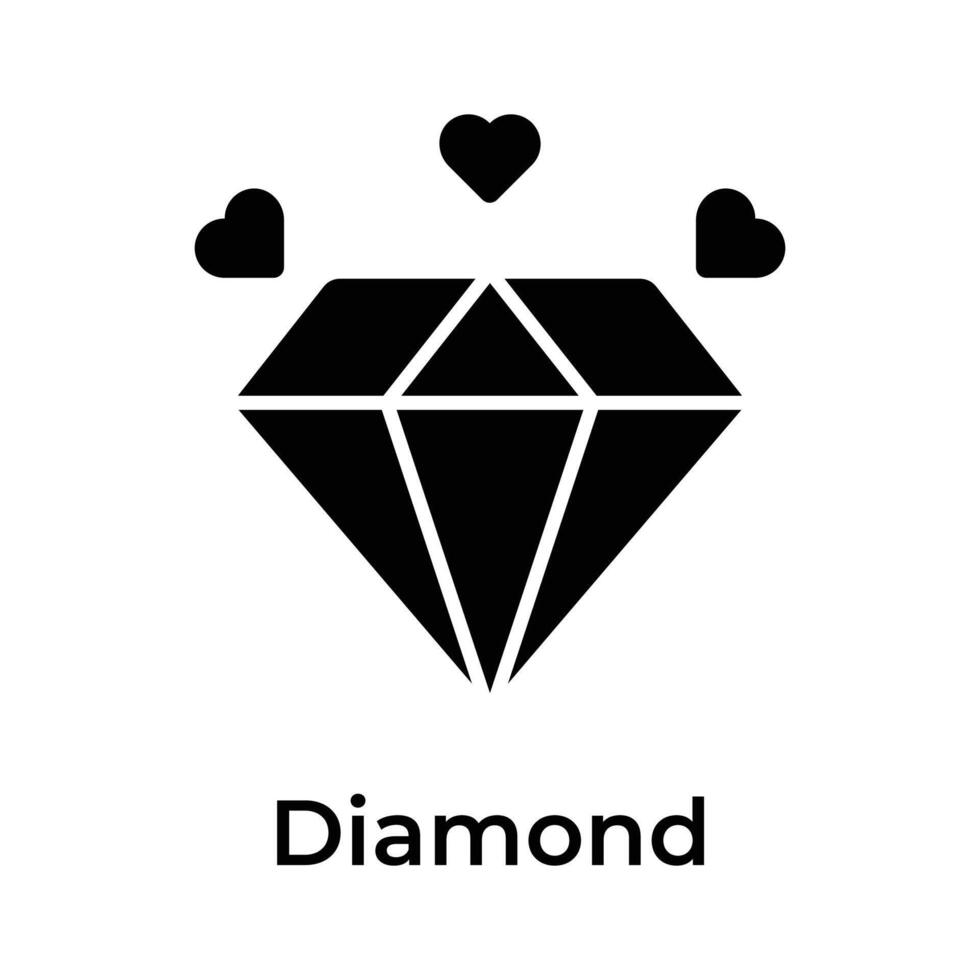 A beautiful diamond stone with heart, trendy icon of diamond vector