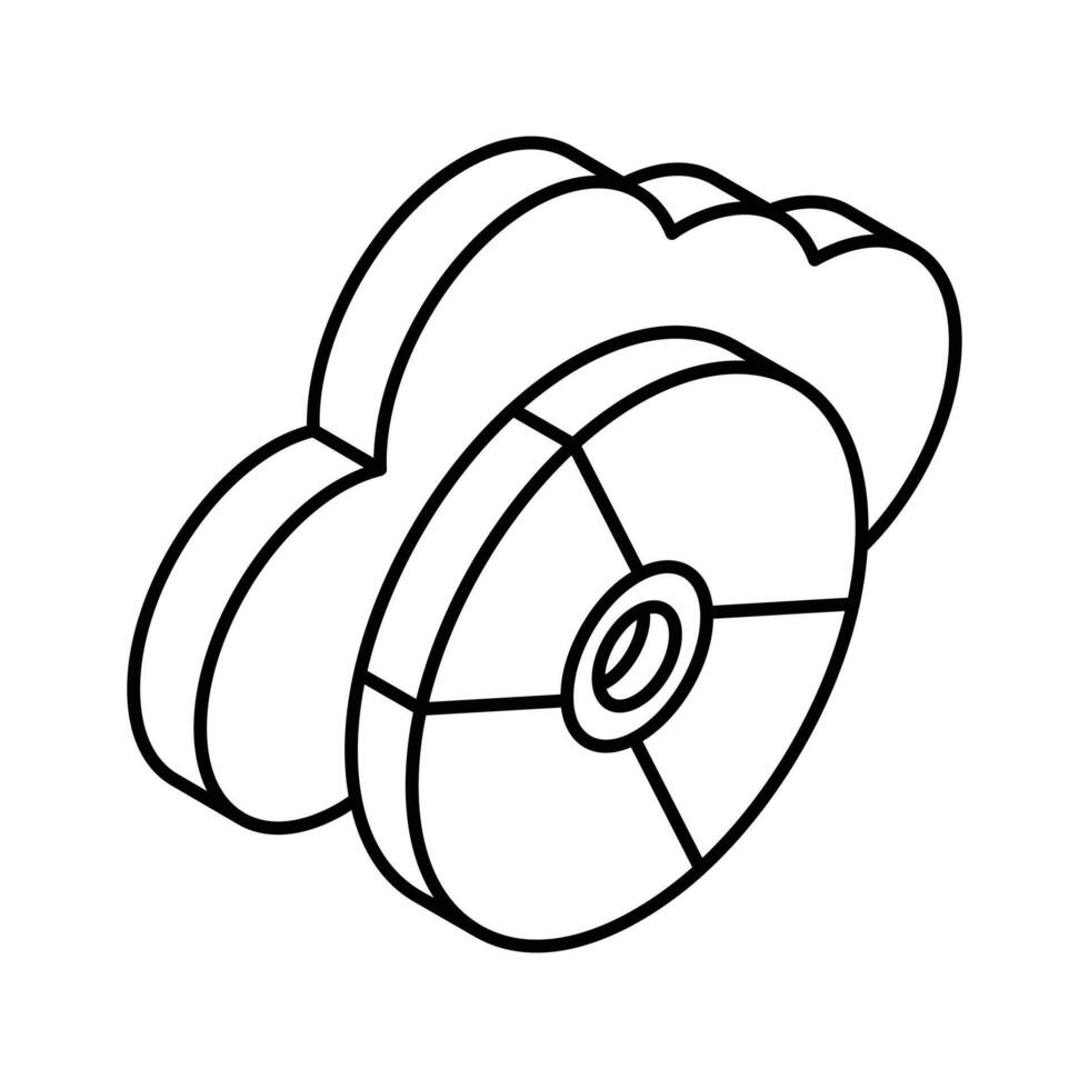 Compact disc with cloud, an isometric icon of online storage, cloud storage vector