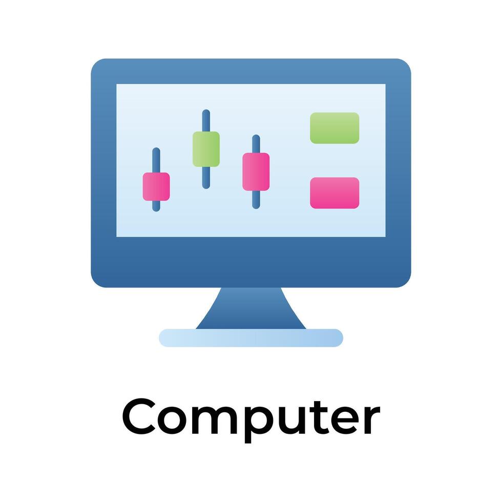 Stock market, trading dashboard icon, vector of computer monitor in modern style