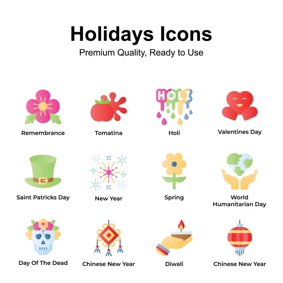 Premium quality holidays icons set, ready to use in websites and mobile apps vector