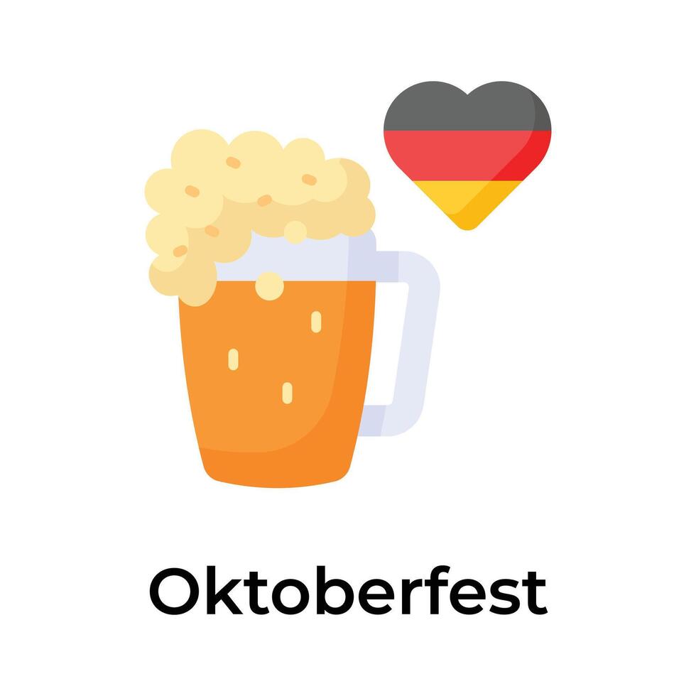 Amazing and unique Icon of oktoberfest in trendy design style, beer glass vector