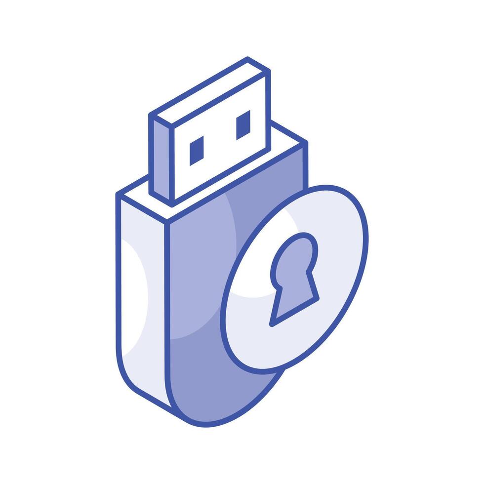 Keyhole with usb showing concept icon of secure usb, modern style vector