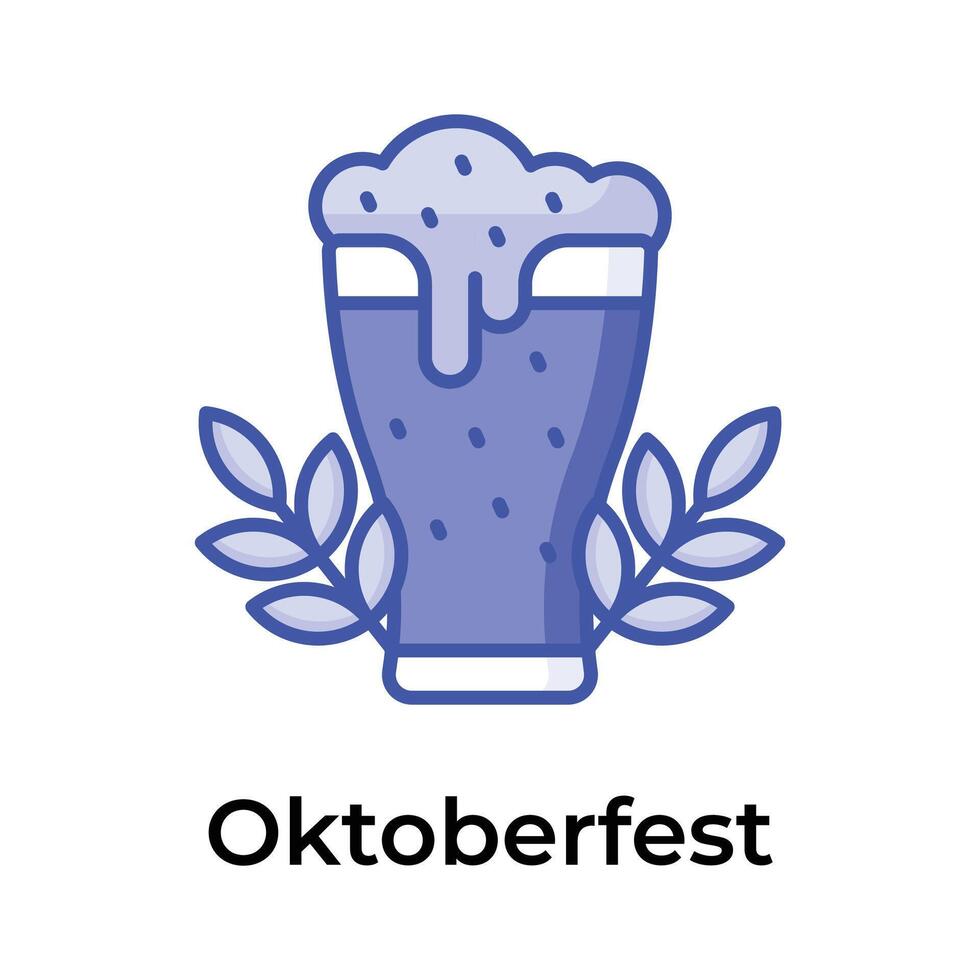 icono de Oktoberfest en de moda diseño estilo, cerveza vaso vector