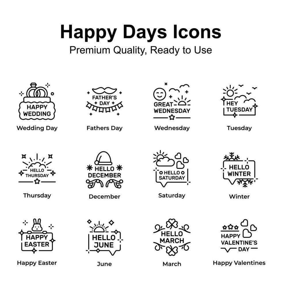 Premium quality happy days icons set, up for premium use vector