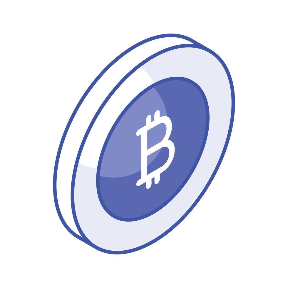 Well designed icon of Bitcoin isometric style, cryptocurrency coin vector design