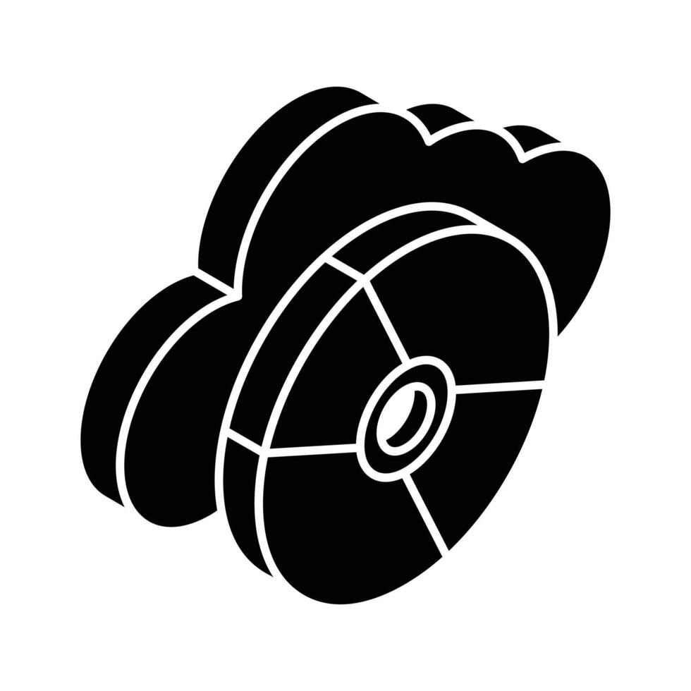 Compact disc with cloud, an isometric icon of online storage, cloud storage vector