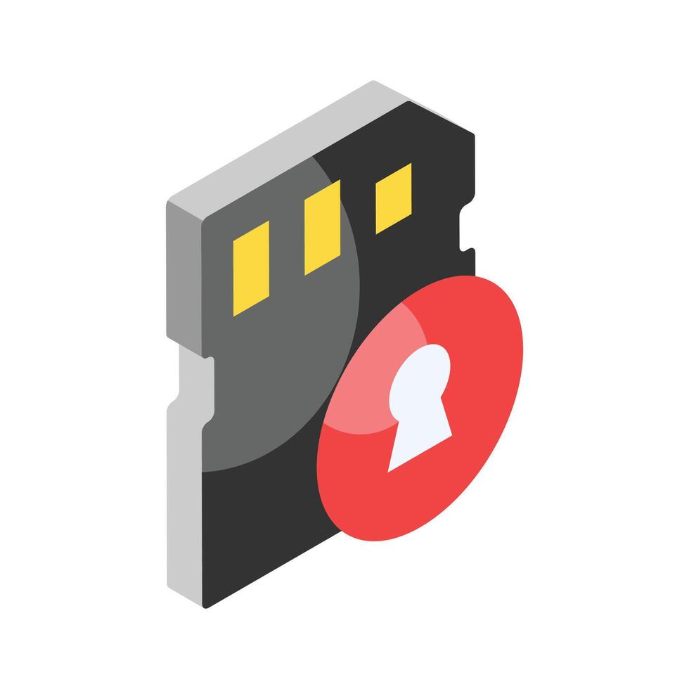 Have a look at this carefully crafted secure memory card isometric vector