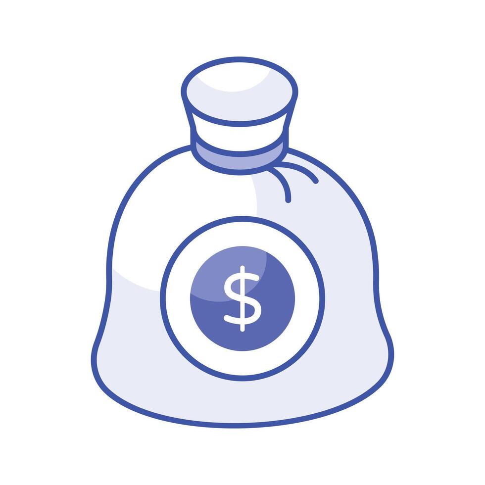 Money bag, savings icon in trendy isometric style, premium vector design