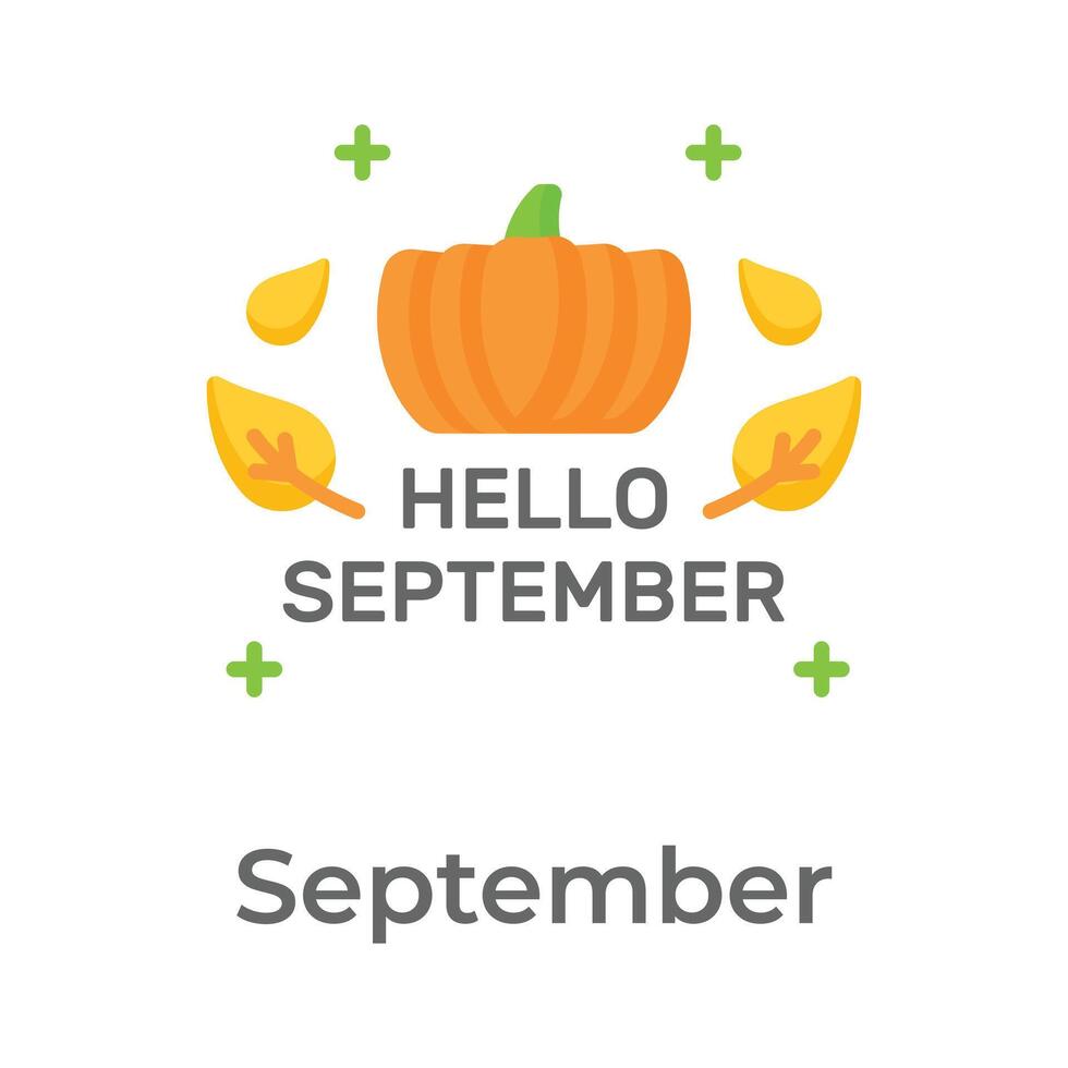 Hola septiembre icono en único y de moda estilo, Listo a utilizar vector