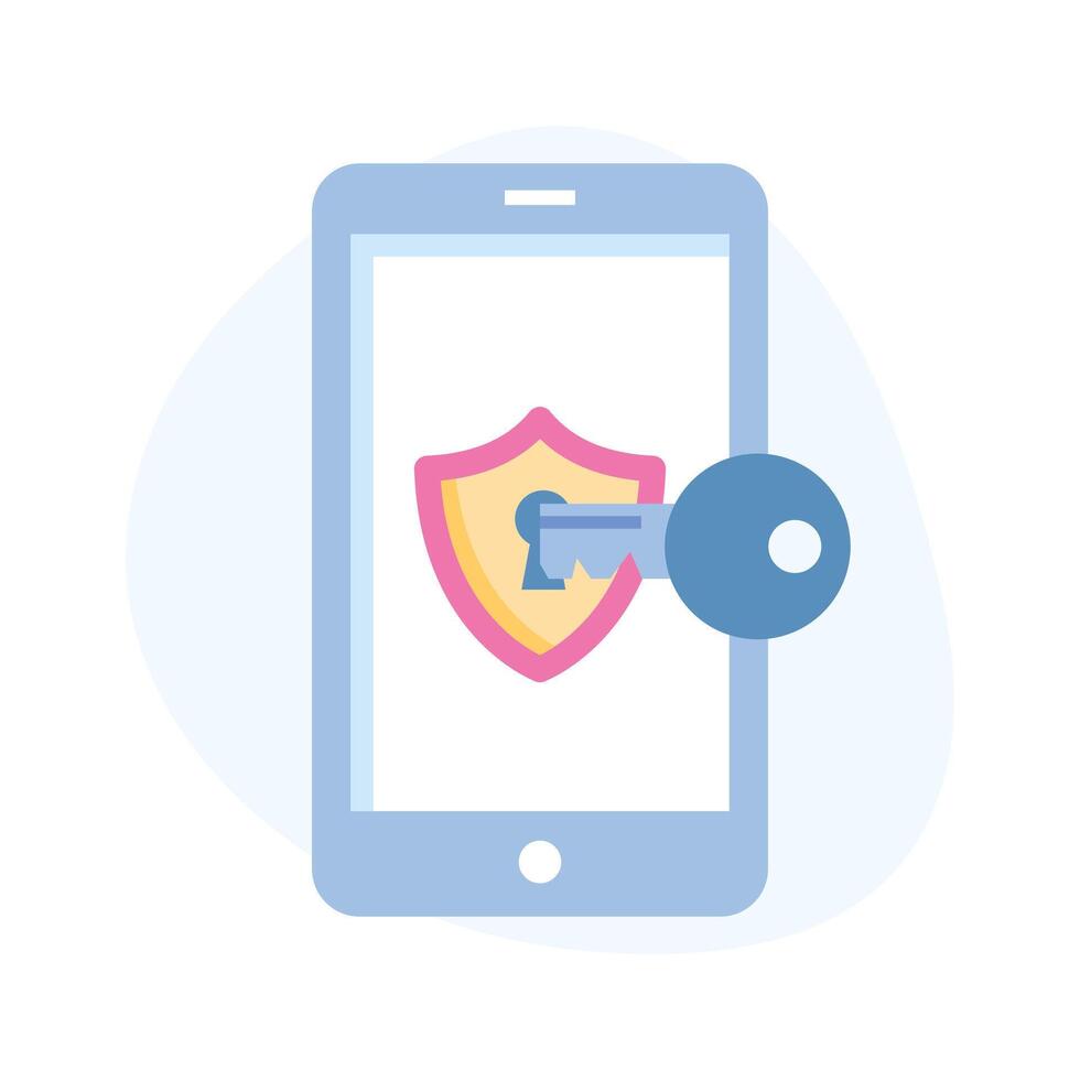 Mobile security icon in flat style, up for premium use vector