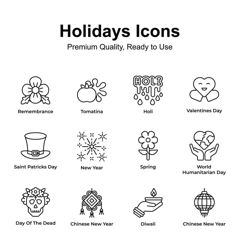 prima calidad Días festivos íconos colocar, Listo a utilizar en sitios web y móvil aplicaciones vector