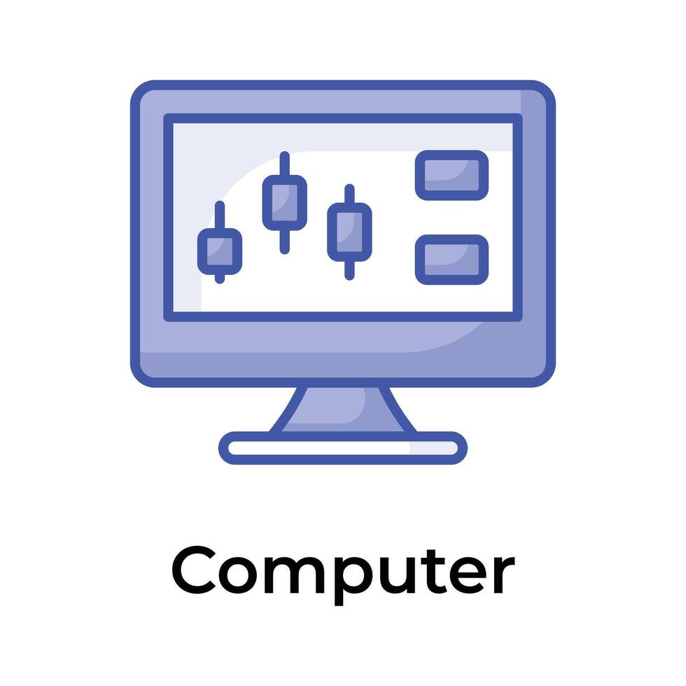 Stock market, trading dashboard icon, vector of computer monitor in modern style