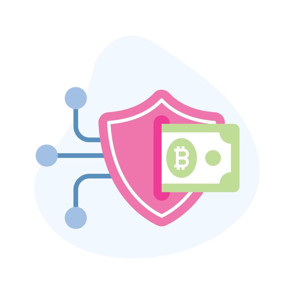 Secure bitcoin network icon in flat style, up for premium use vector