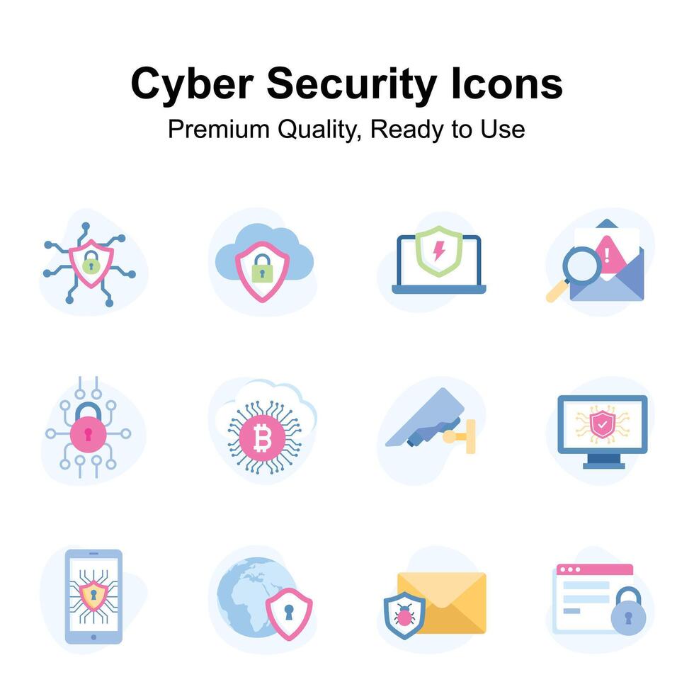 Premium quality cyber security icons set, ready to use and download vector