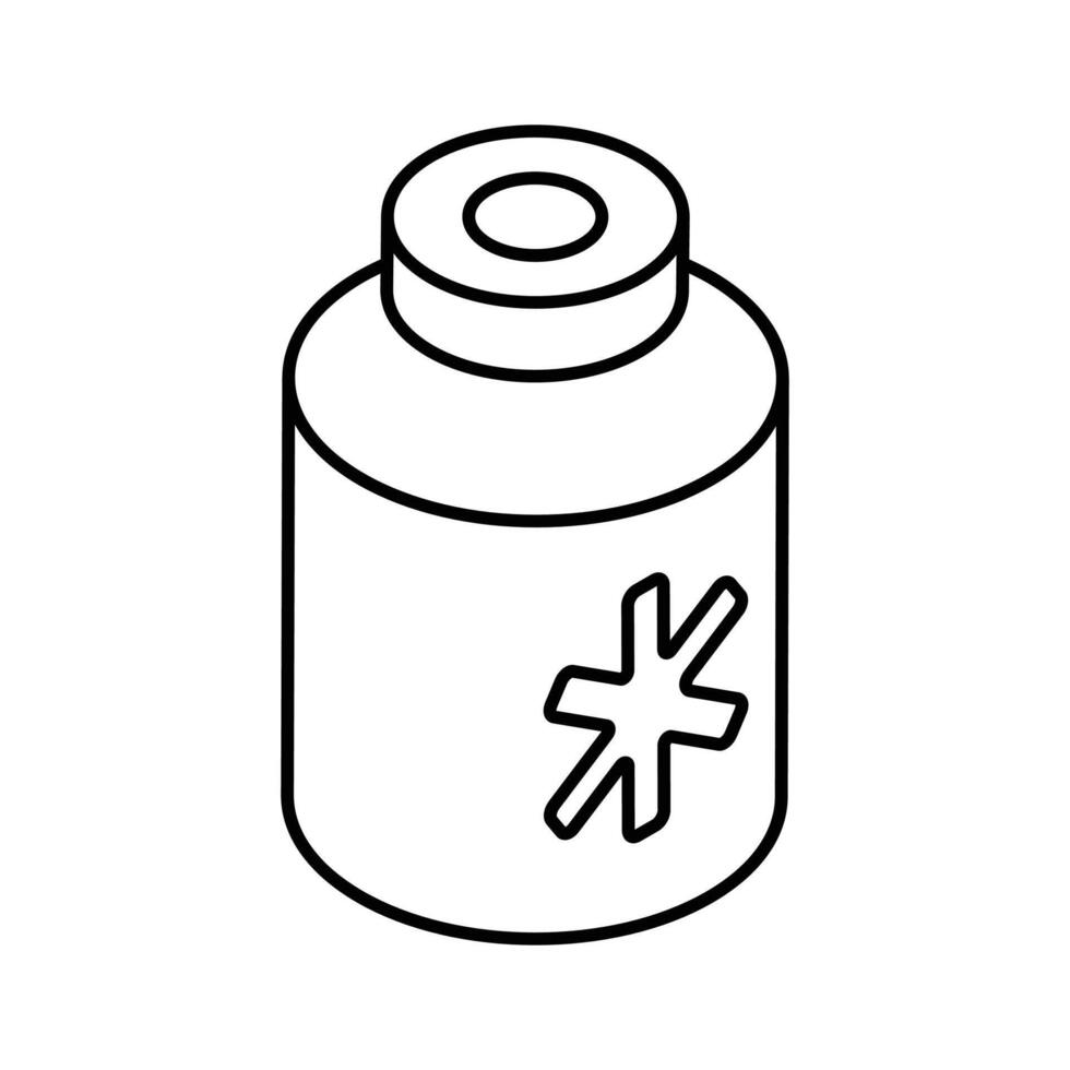 Have a look at this amazing medicine bottle isometric vector in trendy style