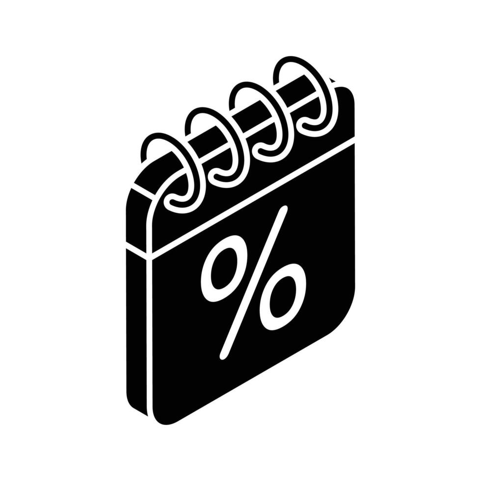 Percentage on calendar showing concept icon of limited offer, discount deals, exclusive shopping offer vector