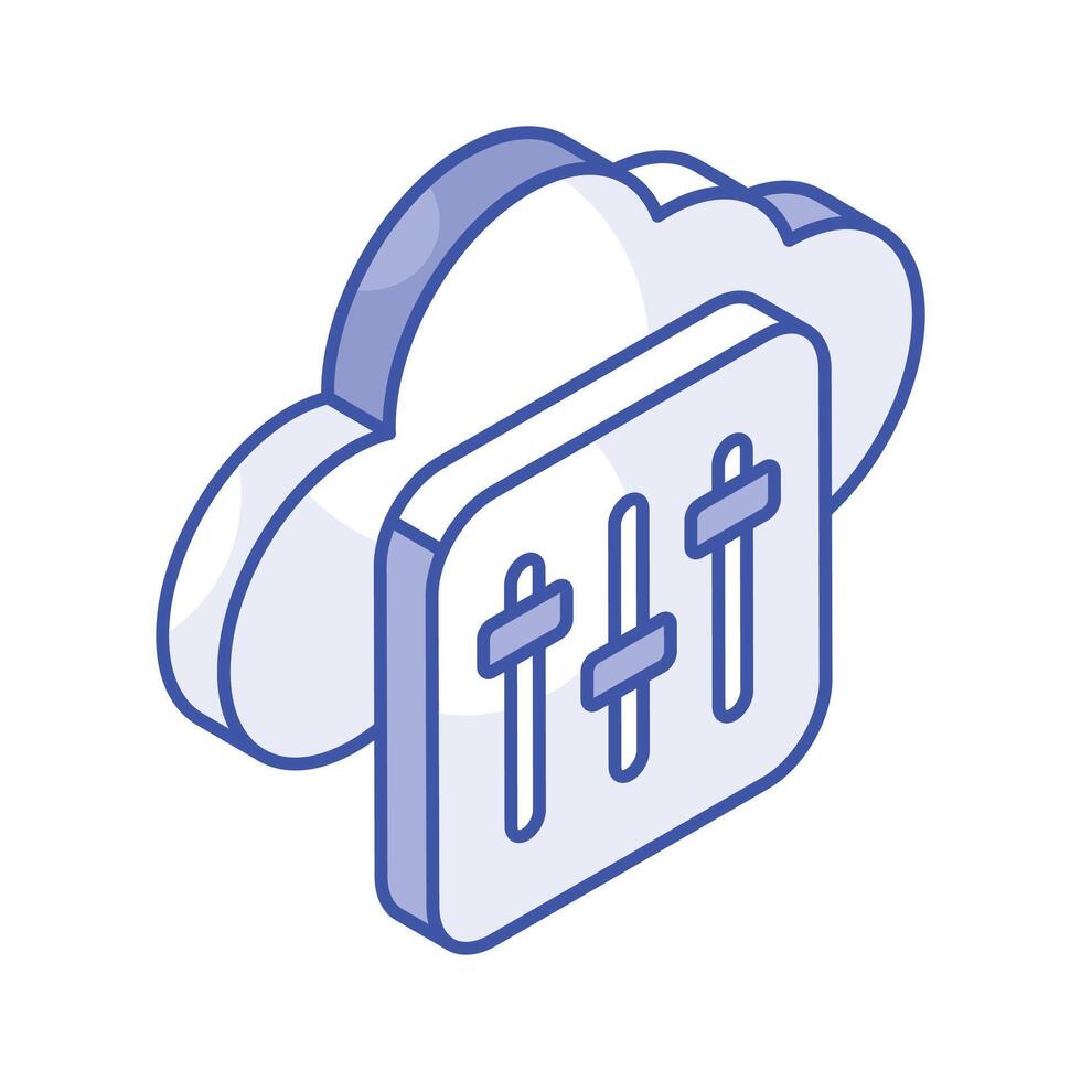 Cloud maintenance, isometric icon of cloud setting, cloud management vector