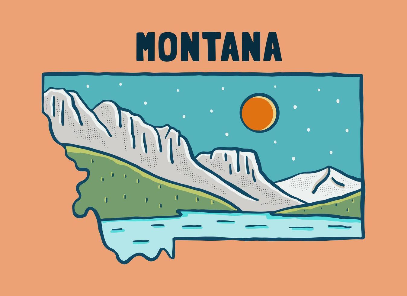 glaciar nacional parque en Montana Clásico vector ilustración para t camisa Insignia pegatina diseño