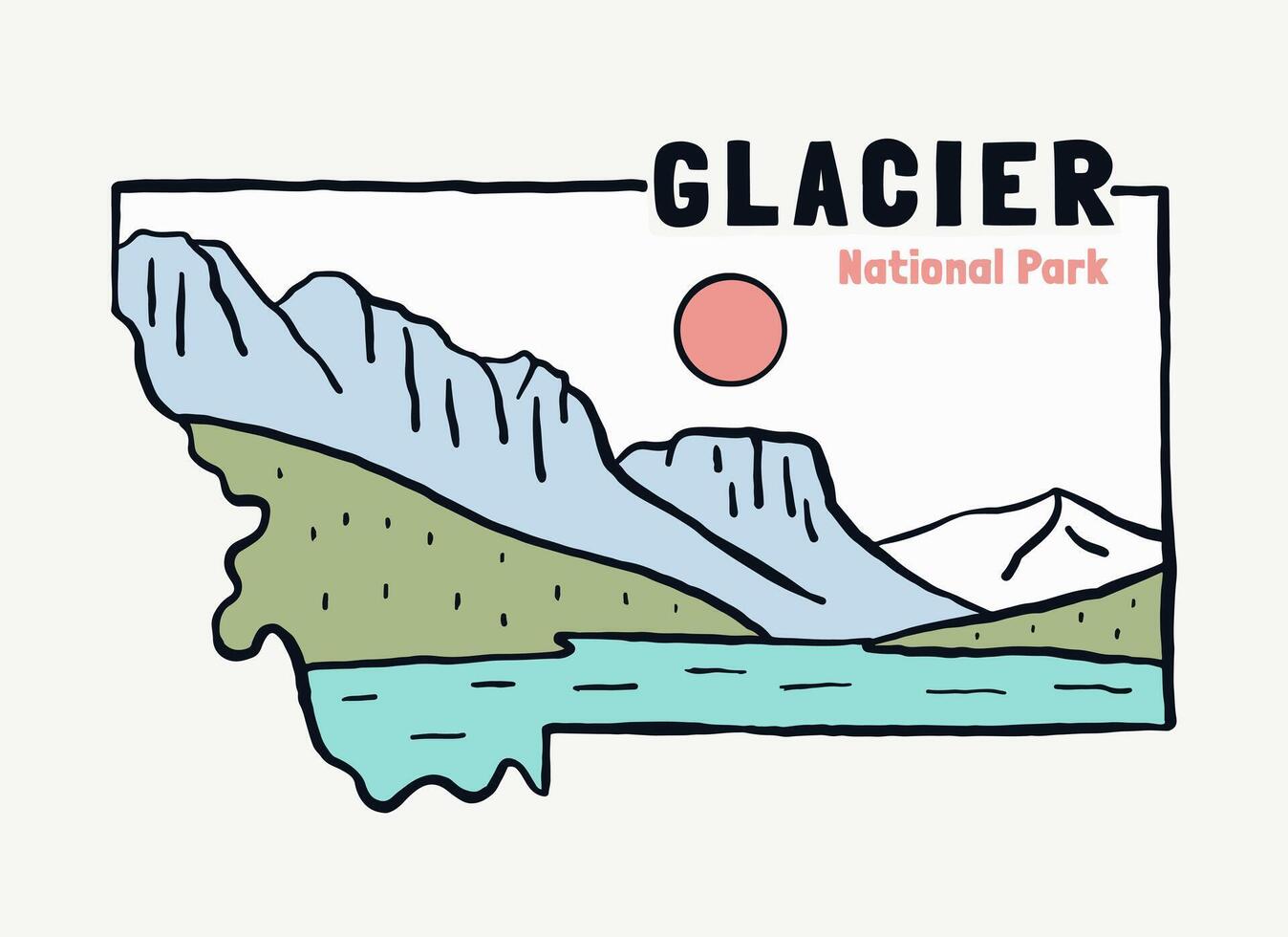 Retro Glacier National Park Shirt - Montana Mountains Badge Retro Glacier National Park Shirt - Montana Mountains Badge