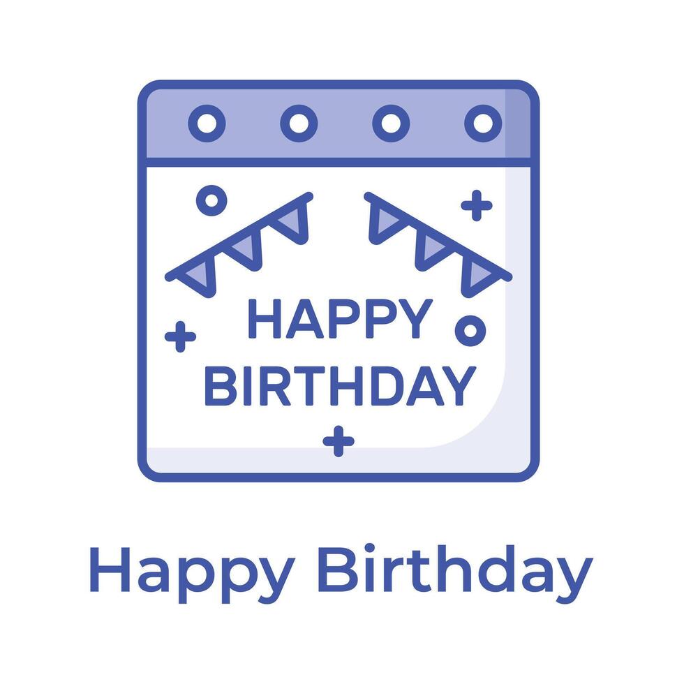 Happy birthday calendar vector design, trendy editable icon
