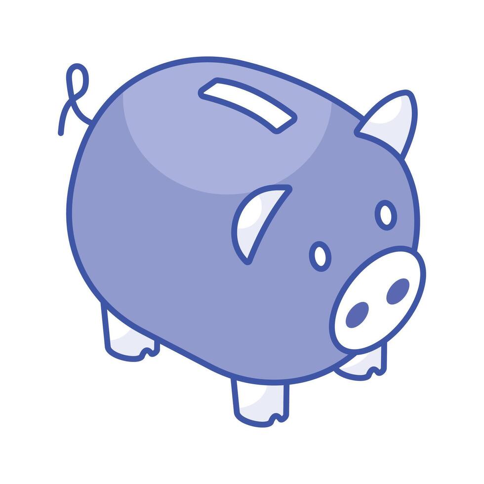 Piggy bank, trendy isometric vector design of money savings