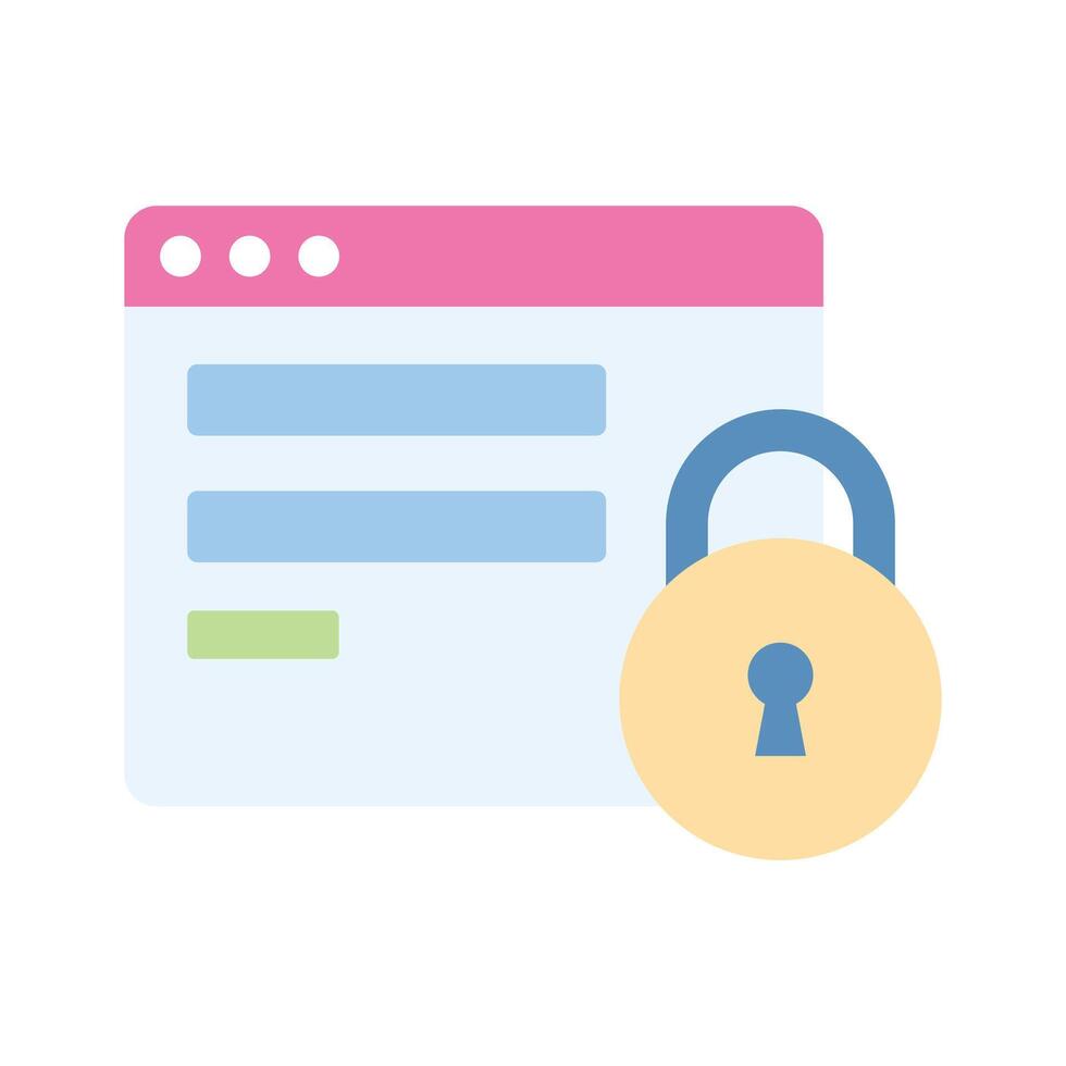 Padlock with webpage denoting website protection icon vector