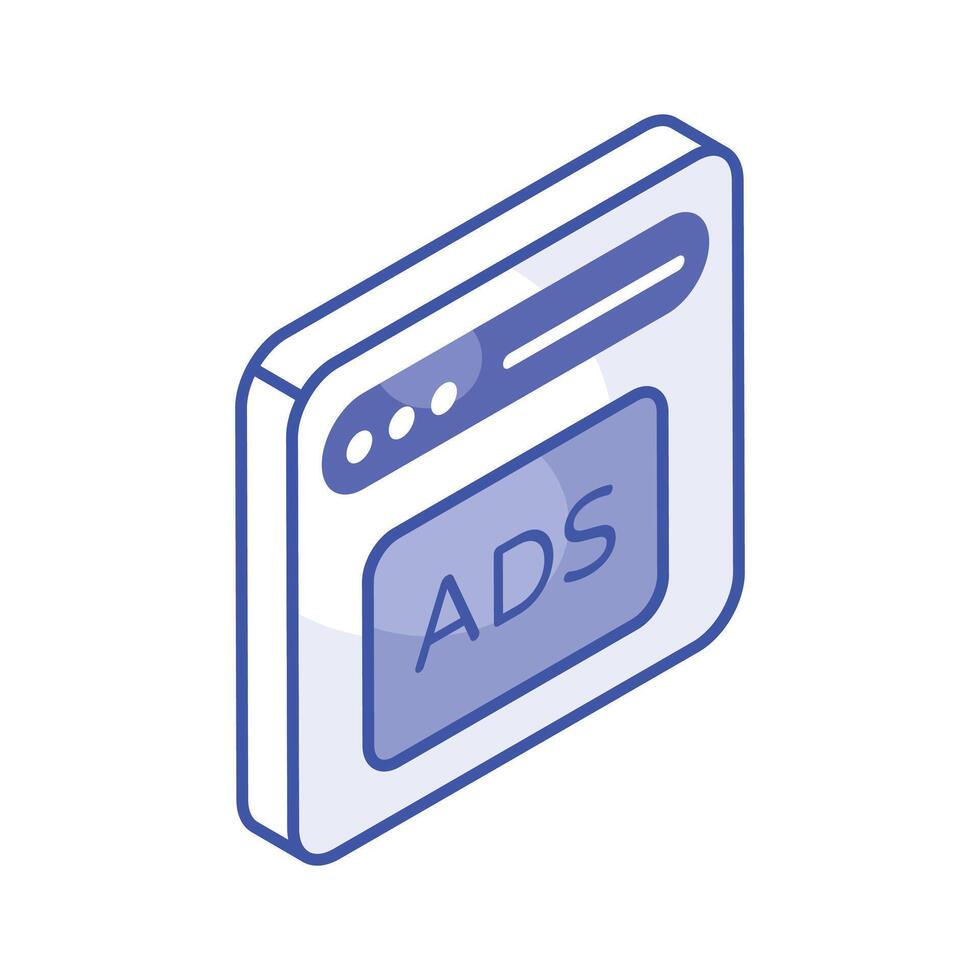An isometric icon of website marketing in modern style, ready for premium use vector